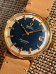 1971 Omega Automatic Seamaster Deville Blue Crosshatch Textured Dial