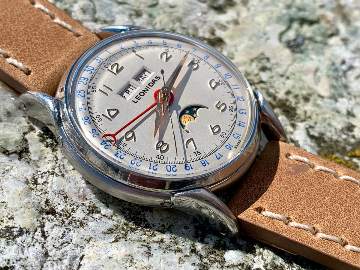 For Sale 1940's Leonidas Heuer Triple Date Moonphase Calendar