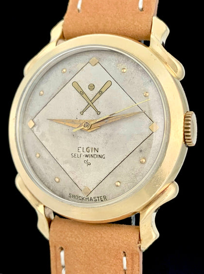 Rare 1950’s Elgin Self-Winding Shock Master Rare Baseball Diamond Dial