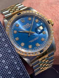 1988 Rolex Oyster Perpetual Datejust 2-Tone Diamond Sapphire Bezel 16013