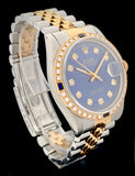 1988 Rolex Oyster Perpetual Datejust 2-Tone Diamond Sapphire Bezel 16013