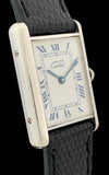 1995 Cartier Must De Tank Silver Blue Roman Numeral Dial 1616