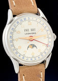 1940's Leonidas Triple Date Moonphase Fancy Stainless Steel Case