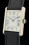 1995 Cartier Must De Tank Silver Blue Roman Numeral Dial 1616