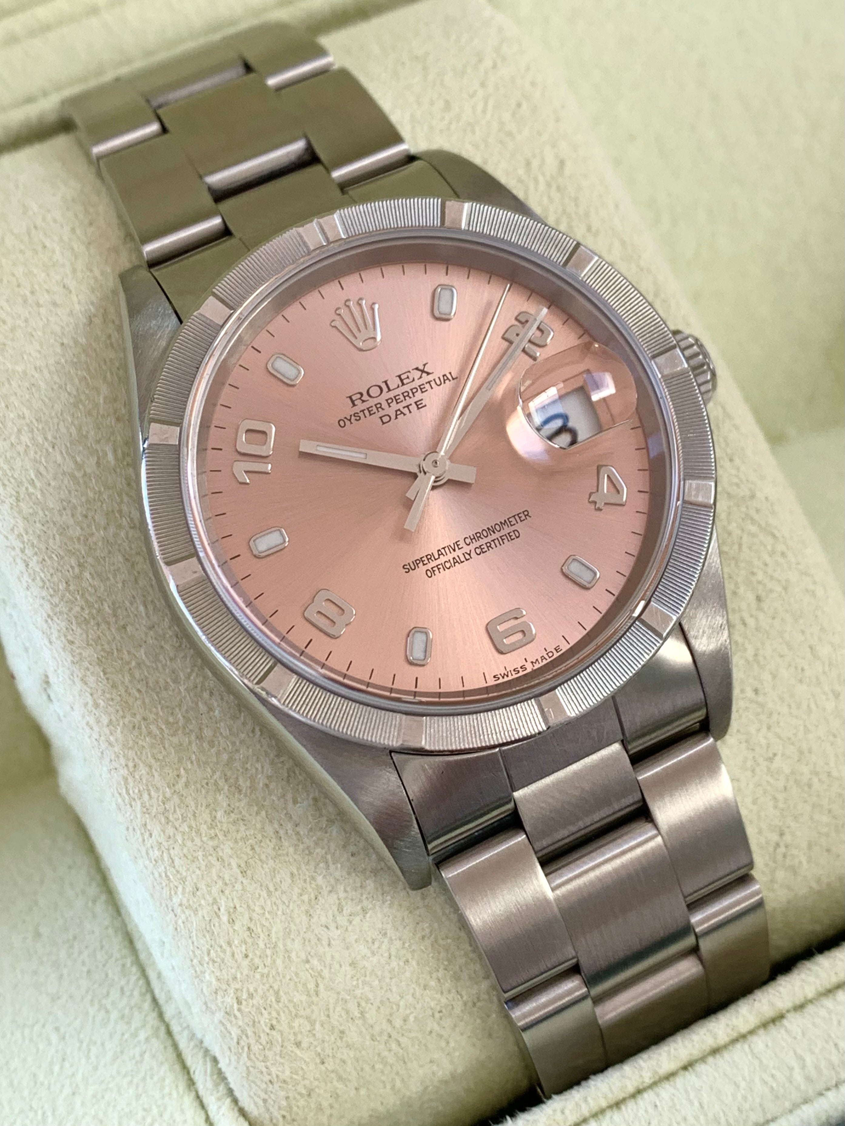 For Sale 2005 Rolex Oyster Perpetual Date Salmon Dial 15210 Box