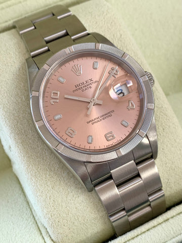 2005 Rolex Oyster Perpetual Date Salmon Dial 15210 Box & Papers