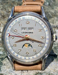 1940's Leonidas Triple Date Moonphase Fancy Stainless Steel Case