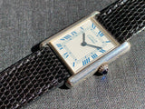 1995 Cartier Must De Tank Silver Blue Roman Numeral Dial 1616
