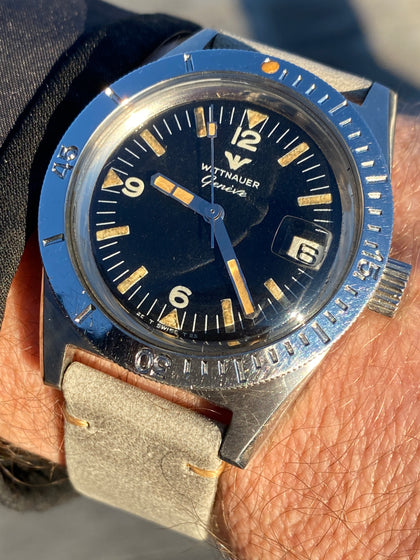 1960s Wittnauer Geneve Skin Diver Stainless Steel Model Ref 4000