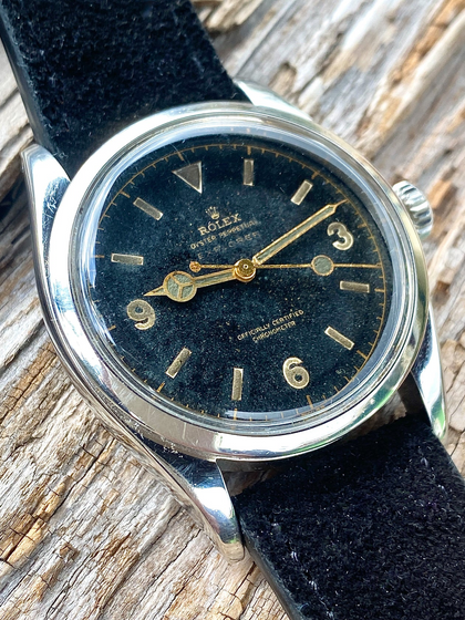 1953 Rolex Explorer Chronometer Tropic Gilt Dial 1st Explorer Ref. 6350