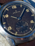 1945 Zenith Tropic Dial Art Deco Fancy Stepped Bezel Stainless Steel Case