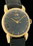 1940's LeCoultre Powermatic 14k Gold Black Gilt Dial Horn Lugs 2705