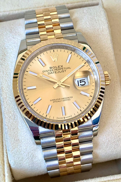 2020 Rolex OP Datejust 36 18k Gold/Steel 126233 Box & Papers