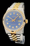 1988 Rolex Oyster Perpetual Datejust 2-Tone Diamond Sapphire Bezel 16013