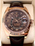 2017 Rolex Sky-Dweller 18k Rose Gold Chocolate Brown Dial Box & Papers 326135
