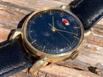 1940's LeCoultre Powermatic 14k Gold Black Gilt Dial Horn Lugs 2705