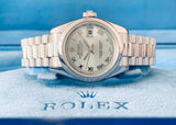 2000 Ladies Rolex Datejust 26 Platinum President Glacier Blue Dial 79166