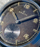 1945 Zenith Tropic Dial Art Deco Fancy Stepped Bezel Stainless Steel Case