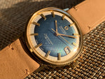 1971 Omega Automatic Seamaster Deville Blue Crosshatch Textured Dial