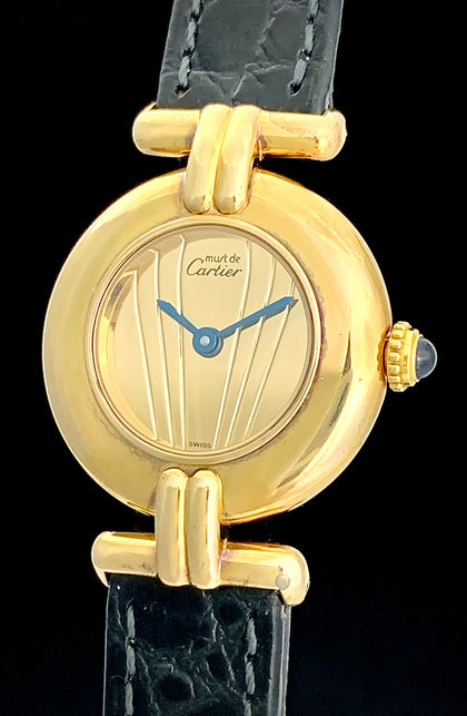 1990’s Cartier Must De Colisée Art Deco Quartz 24mm Vermeil