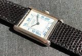 1995 Cartier Must De Tank Silver Blue Roman Numeral Dial 1616