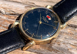 1940's LeCoultre Powermatic 14k Gold Black Gilt Dial Horn Lugs 2705