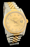 1989 Rolex Datejust 36 2-Tone 18k/Steel Factory Diamond Dial 16233