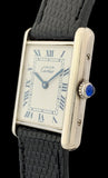1995 Cartier Must De Tank Silver Blue Roman Numeral Dial 1616