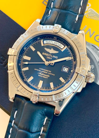 2004 Breitling Headwind Day/Date In Steel Blue Dial A45355