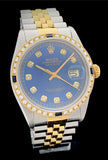 1988 Rolex Oyster Perpetual Datejust 2-Tone Diamond Sapphire Bezel 16013