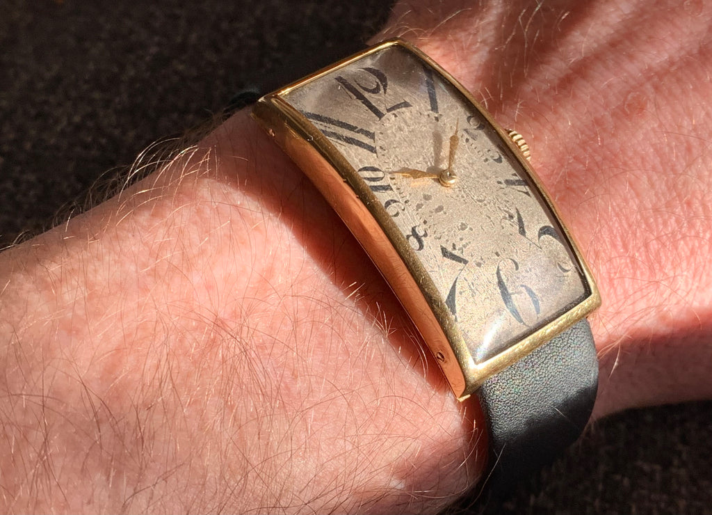 Exploding Numbers Watch Face For Sale 1920's Art Nouveau Exploding Number Dial Banana Curved Case ...