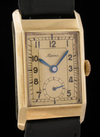 Alpina 14k Gold 1930's Art Deco Tank  Watch SOLD