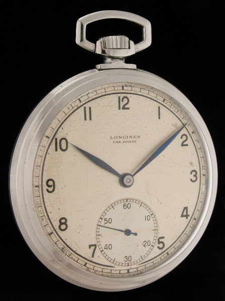 1939 Longines Art Deco Pocket Watch in S.Steel Meticulous Watches