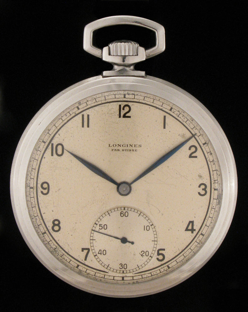 1939 Longines Art Deco Pocket Watch in S.Steel Meticulous Watches