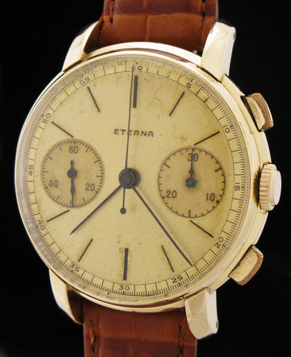 Eterna Chronograph 14K Gold Valjoux Caliber 22 SOLD