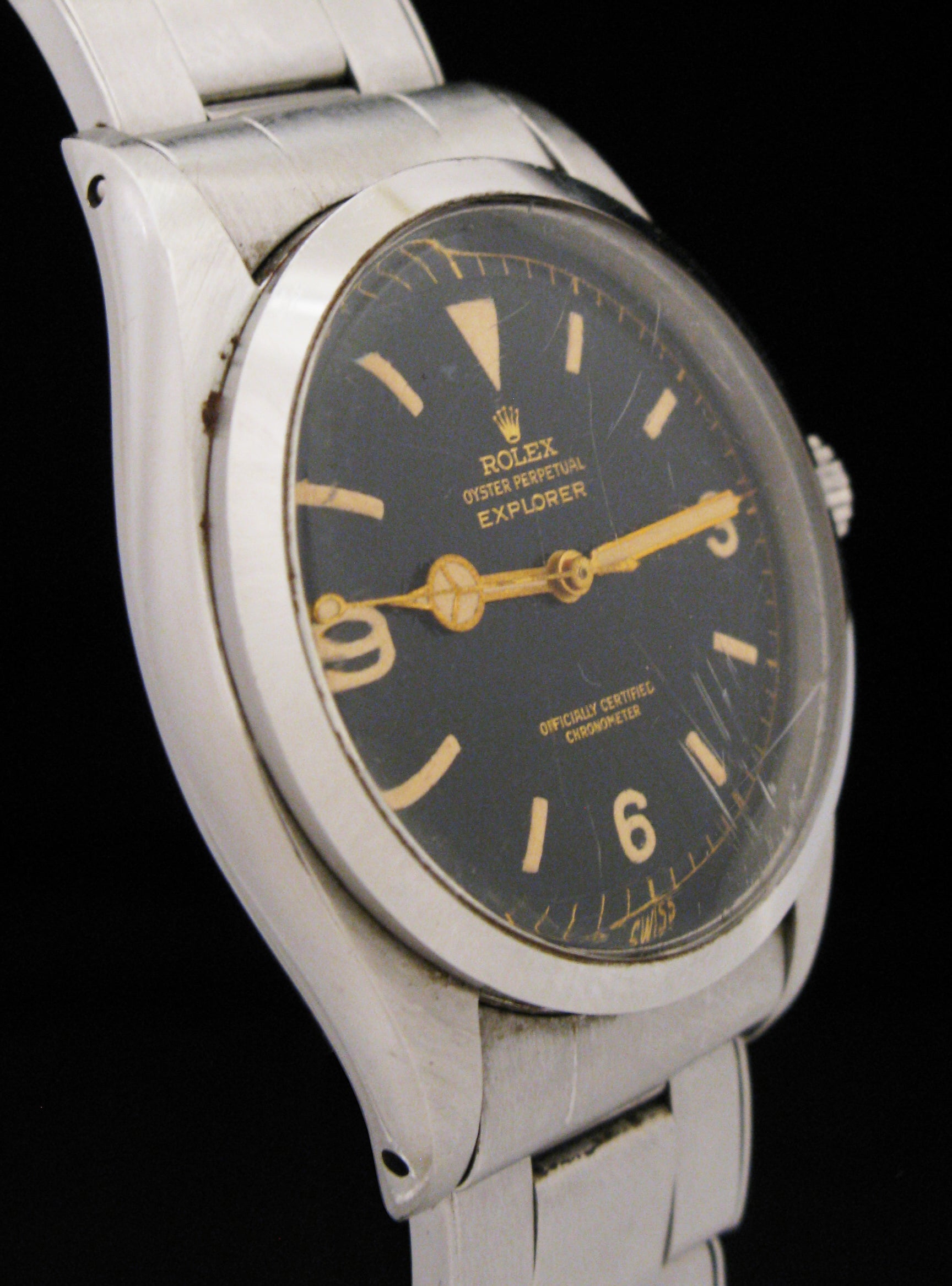 メルメル 1953 Rolex Explorer Honeycomb Gilt Dial Model 6350 Lollipop