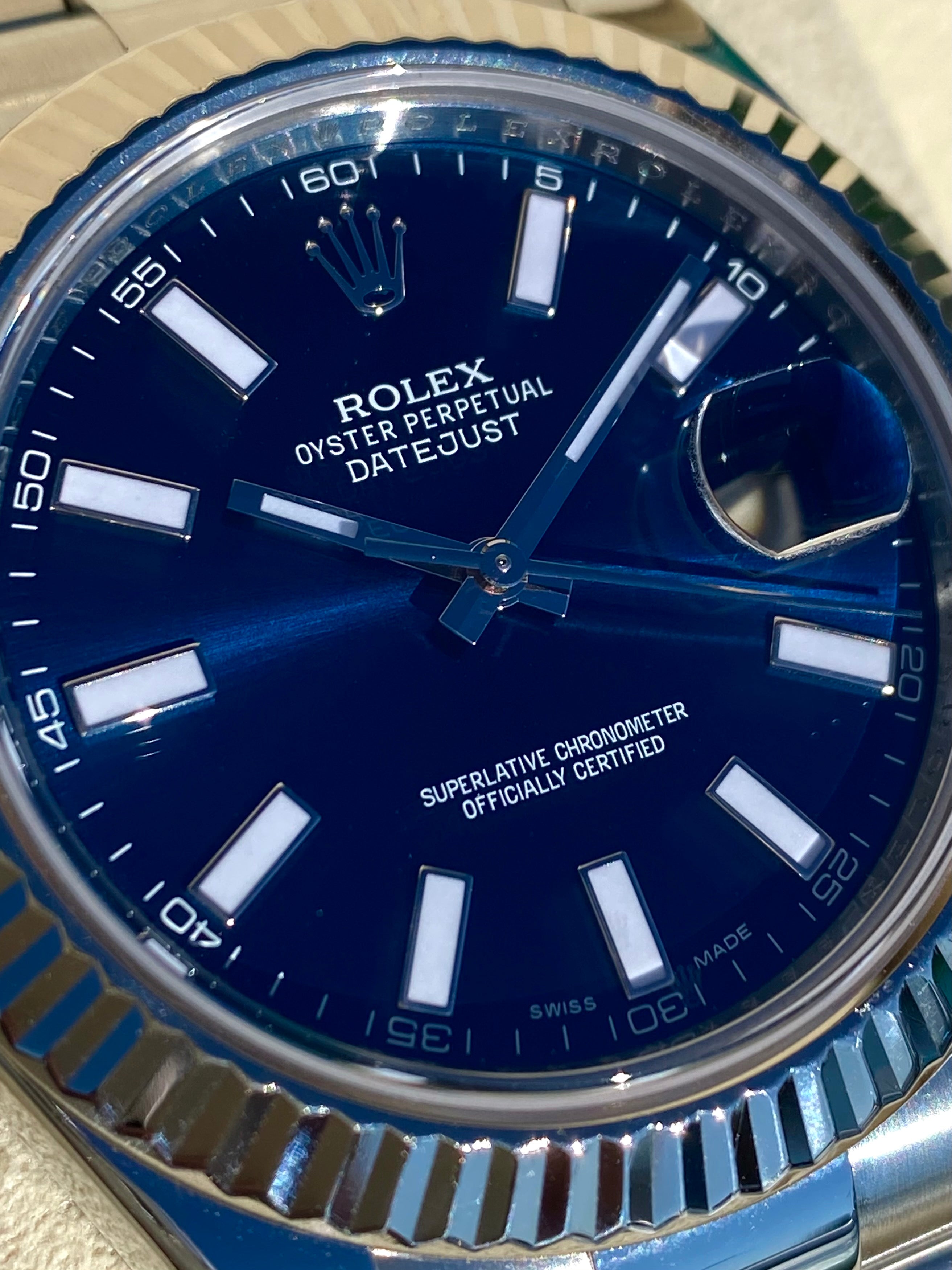 2012 Rolex Datejust II Deep Blue Dial 18k Bezel 116334 For Sale To