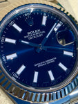 2012 Rolex Datejust 2 Deep Blue Dial 18k Fluted Bezel 116334