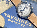 1930s Art Deco 39mm Tavannes Chronograph Staybrite Stainless Steel Snail Dial