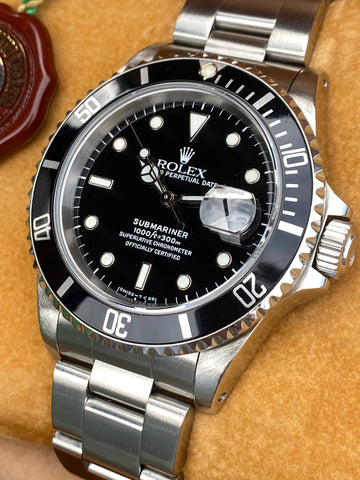 1990 Rolex Oyster Perpetual Submariner Date 16610 Stainless Steel W Bo Meticulous Watches
