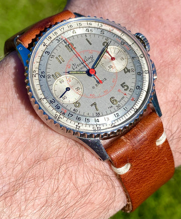 Vintage 1942 Breitling Chronomat Steel Chronograph Aviator Pilots