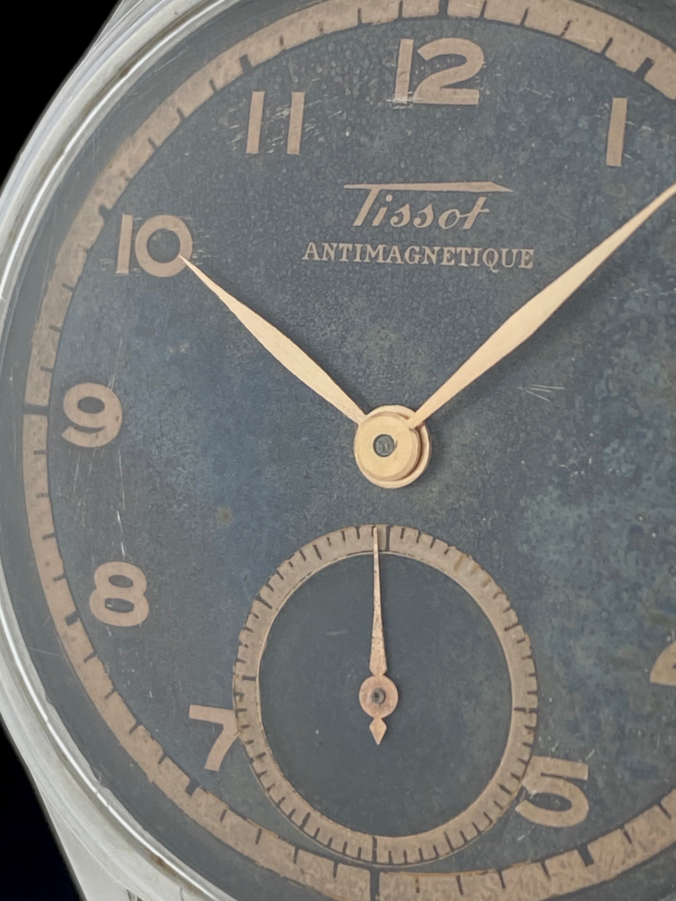 1945 Tissot Antimagnetique Black Rose Oil Slick Dial 6445 2