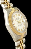 1994 Ladies Rolex Datejust 14K Gold & Steel Mother Of Pearl Diamond Dial 69173