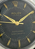 Rare 1953 Rolex Explorer 6298 Black Gilt Dial Large Bubbleback