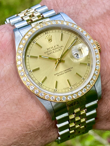 Rolex two discount tone diamond bezel