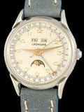 1940s Leonidas Triple Date Moonphase Stainless Steel Model 1201