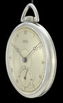 1940’s High Art Deco Arsa Pocket Watch Staybrite Steel Fancy 2-Tone Dial