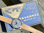 1930s Art Deco 39mm Tavannes Chronograph Staybrite Stainless Steel Snail Dial